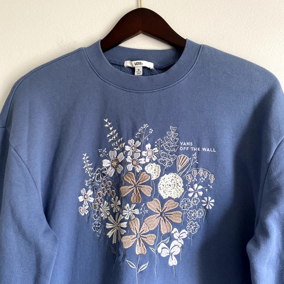 VANS "Vans Off The Wall" Blue embroidered Sweatshirt, Fleece inside Size XL - Picture 2 of 11
